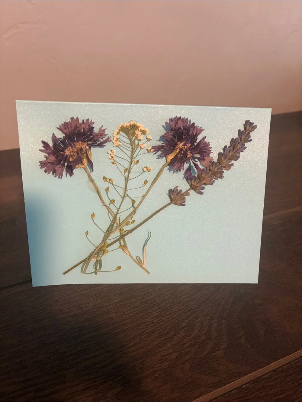 Handmade Pressed Flowers on Blank Card